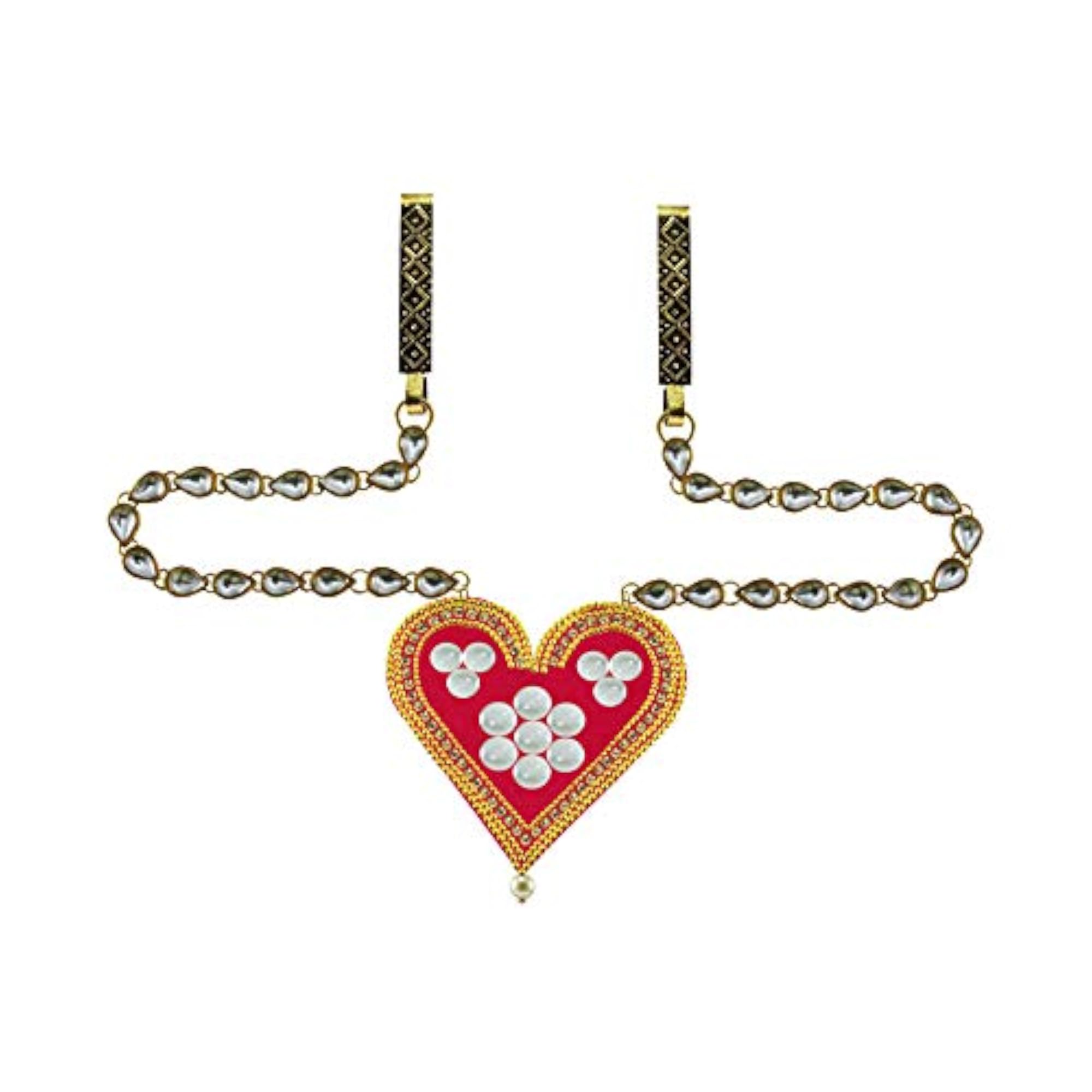 Women's Solid Brass Kunudun Stud Platted Waist Belt, Multicolor